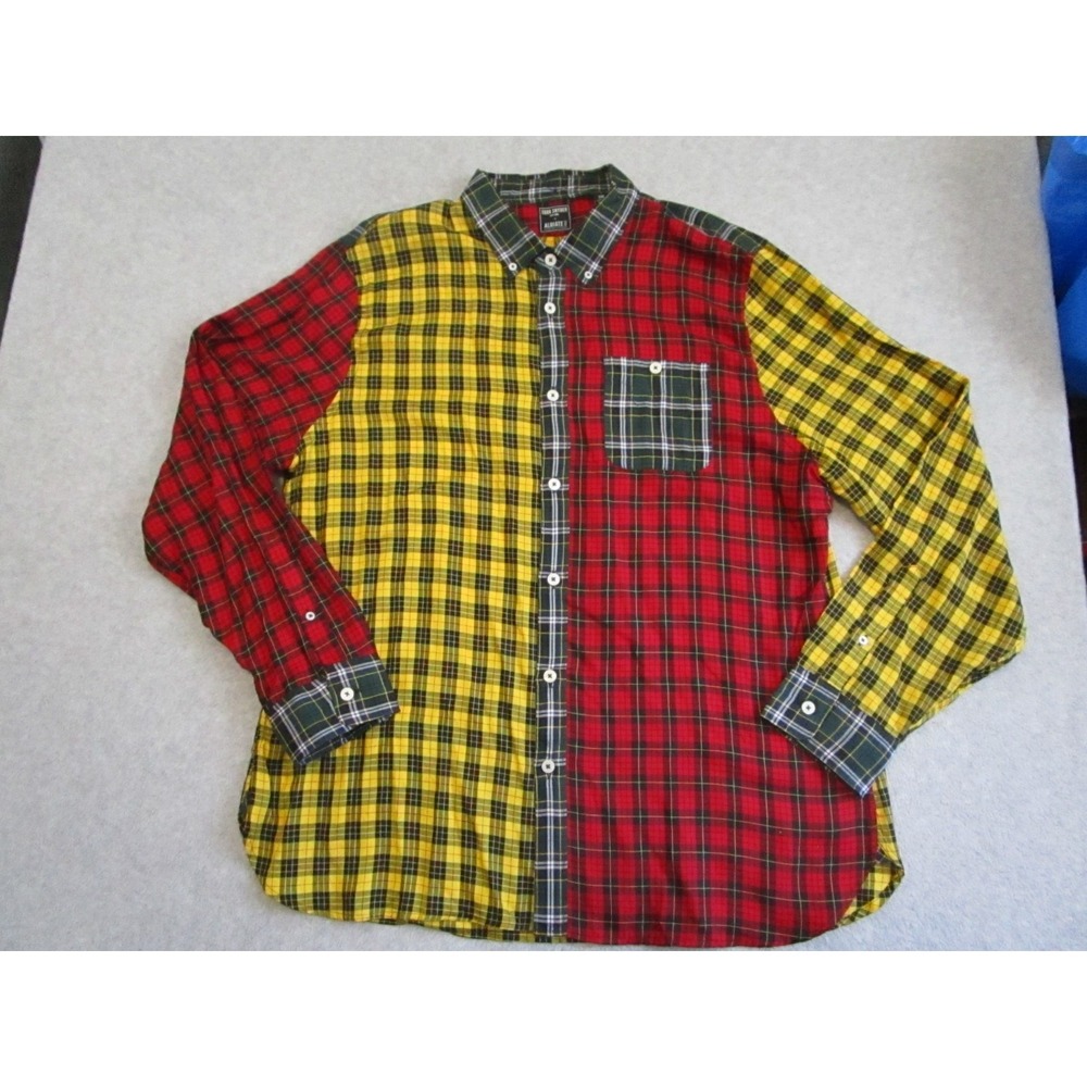 Todd Snyder Shirt Mens Extra Large XXL Red Yellow Plaid Patchwork Albiate Italy